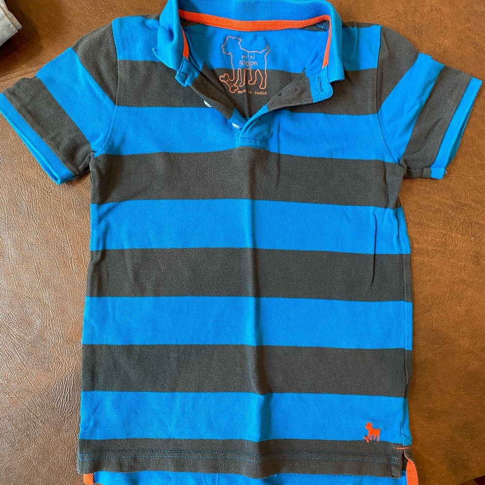 Mini Boden Boys striped Polo size 6/7 EUC